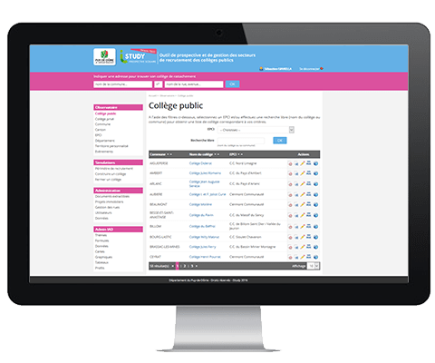 Acquisition d’un outil de prospective et de gestion des secteurs de recrutement des collèges publics pour le Département du Puy de Dôme. 